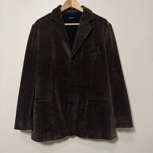 Giorgio Armani Pinstripe Texture Stretch Velvet Blazer Sport Coat Mens 50 Brown